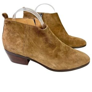 J CREW SAWYER Suede Genuine Leather Ankle Boots Booties Side Zip Shoes Tan sz 10